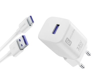 Cellularline KIT for OPPO SUPERVOOC: Charger 33W + Cable USB-A to USB-C