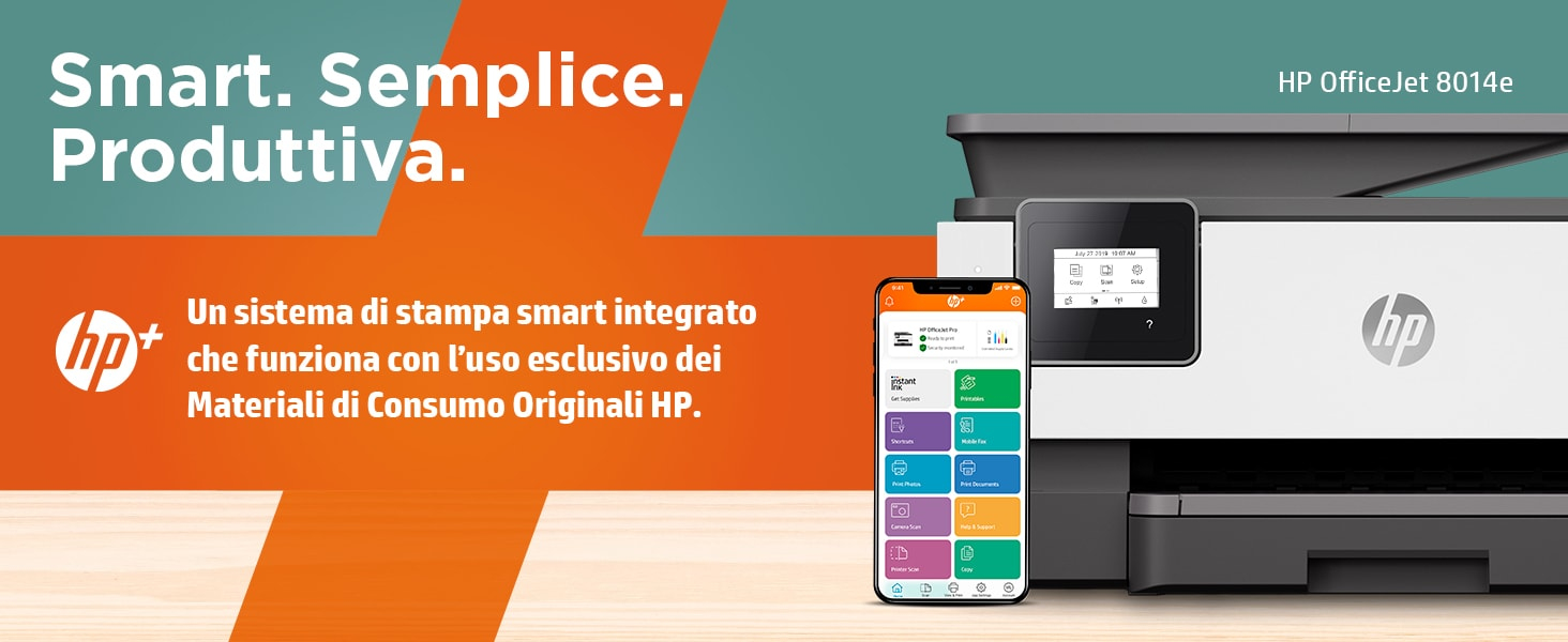 HP 228G0B HP OfficeJet Stampante multifunzione HP 8014e, Colore, Stampante  per Casa, Stampa, copia, scansione, HP+, idoneo per HP Instant Ink,  alimentatore automatico di documenti, stampa fronte/retro