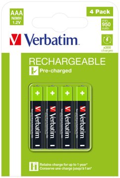 Verbatim 49514 batteria per uso domestico Batteria ricaricabile Mini Stilo AAA Nichel-Metallo Idruro (NiMH)