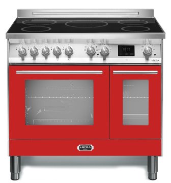 Lofra PRD96MFTE/5I Cucina freestanding Elettrico Piano cottura a induzione Rosso, Acciaio inox A