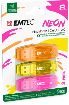 Emtec C410 Neon unità flash USB 8 GB USB tipo A 2.0 Arancione, Rosa, Giallo