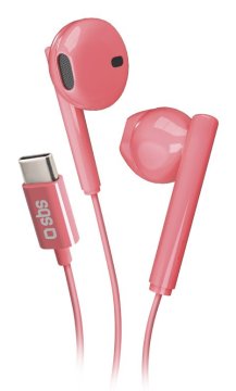 SBS Studio Mix 65c Cuffie Cablato In-ear Musica e Chiamate USB tipo-C Corallo, Rosso