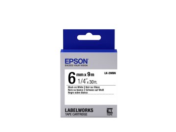 Epson Nastro fondo Standard Bianco per testo Nero 6/9 LK-2WBN