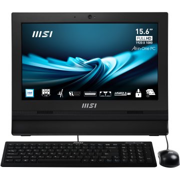 MSI Pro AP162T ADL-005IT All-in-One PC Intel® N N100 39,6 cm (15.6") 1920 x 1080 Pixel Touch screen PC All-in-one 4 GB DDR4-SDRAM 128 GB SSD Windows 11 Pro Wi-Fi 6 (802.11ax) Nero