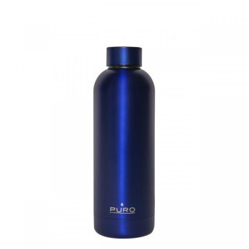 PURO Hot&Cold Glossy Bicicletta, Uso quotidiano, Fitness, Sport 500 ml Acciaio inox Blu, Metallico