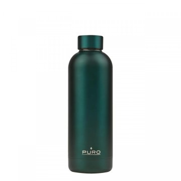 PURO WB500DW2GRN borraccia Bicicletta, Uso quotidiano, Fitness 500 ml Acciaio inox Verde, Metallico