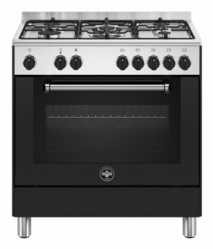 Bertazzoni La Germania Americana AMN855ENEV/24 cucina Elettrico Gas Nero, Acciaio inox A