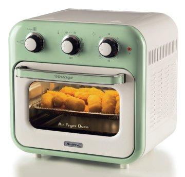 Ariete 4632 Friggitrice ad aria e forno Vintage, 1400W, 2in1, Capacità 16L, Accessori inclusi, Timer 60 minuti, Doppio vetro, Verde