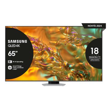 Samsung Q80D TV QLED 4K 65” QE65Q80DATXZT Smart TV Wi-Fi Eclipse Argento 2024, Processore NQ4 AI GEN2, 4K AI Upscaling, Simple Chamfer Design, Dolby Atmos