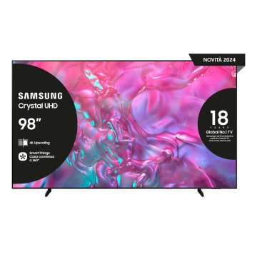 Samsung TV Crystal UHD 4K 98” UE98DU9070UXZT Smart TV Wi-Fi Graphite Nero 2024, Processore Crystal 4K, 4K Upscaling, Slim Look, OTS Lite