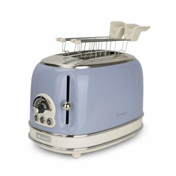 Ariete 155 Tostapane Vintage 2 fette di pane - con pinze - 6 livelli di tostatura - 810 Watt- Acciaio Inox - Linea Vintage - Celeste