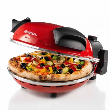 Ariete 909 Forno Pizza - Pizza in 4 minuti - Piastra in pietra refrattaria con trattamento antiaderente - Temperatura max 400° - 1200 Watt - Timer 30’