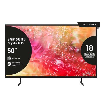 Samsung TV Crystal UHD 4K 50” UE50DU7170UXZT Smart TV Wi-Fi Nero 2024, Processore Crystal 4K, 4K Upscaling, Slim Look Design, OTS Lite