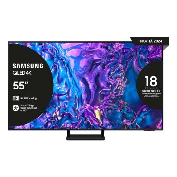 Samsung Q70D TV QLED 4K 55” QE55Q70DATXZT Smart TV Wi-Fi Nero 2024, Quantum Processor 4K, 4K AI Upscaling, AirSlim Design, OTS Lite