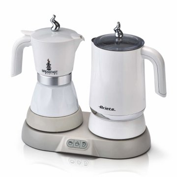 Ariete 1344 Breakfast Station - Moka elettrica - Bollitore - Montalatte a caldo e freddo - 5 funzioni - mantenimento caffè caldo - 500 Watt - Bianco