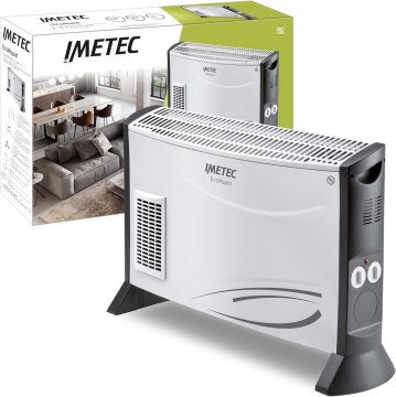 Imetec Eco Rapid, Stufa Elettrica 2000 W, Tecnologia a Basso Consumo Energetico, Termoconvettore 4 Temperature, Termostato Ambiente, Silenzioso