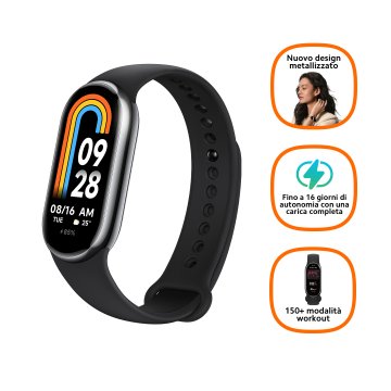 Xiaomi Smart Band 8 AMOLED Tracciatore di attività a clip/da polso 4,11 cm (1.62") Nero, Grafite