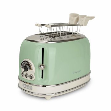 Ariete Vintage 155 Tostapane 2 fette di pane - con pinze - 6 livelli di tostatura - 810 Watt- Acciaio Inox - Linea - Verde