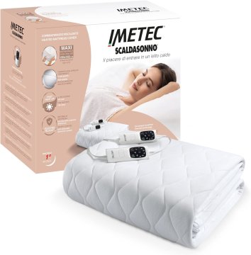 Imetec Scaldasonno Adapto maxi coprimaterasso matrimoniale 195x165 cm, Basso consumo, Riscaldamento rapido, Temperatura personalizzata, Tessuto anallergico trapuntato, Doppio comando, 6 temperature