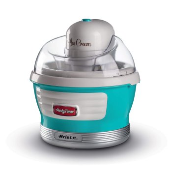 Ariete 643 Ice Cream Maker Party Time, Macchina per fare il gelato, 12W, Capacità 1,5 L, Cestello estraibile con doppio isolamento, Tempo preparazione 30 minuti, Coperchio per aggiunta ingredienti, Az