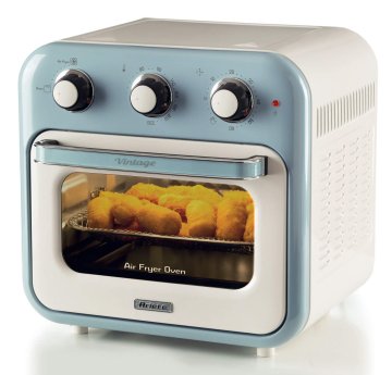 Ariete Linea Vintage 4632 Friggitrice ad aria e forno Vintage, 1400W, 2in1, Capacità 16L, Accessori inclusi, Timer 60 minuti, Doppio vetro, Celeste