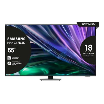 Samsung TV Neo QLED 4K 55” QE55QN85DBTXZT Smart TV Wi-Fi Carbon Argento 2024, Processore NQ4 AI GEN2, Tecnologia Quantum Matrix, Simple Chamfer Design, Dolby Atmos