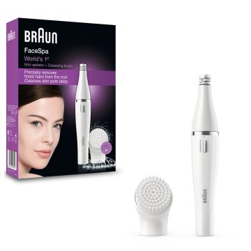 Braun FaceSpa Face Spa Depilatore Donna Epilatore Viso, Accessori Inclusi, Con Spazzola Pulizia Viso, 100% impermeabile, Idea Regalo, 810 Bianco