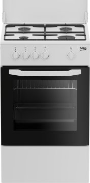 Beko Cucina CSG42009DW, (LxDxA) 50x50x85, Bianca, Forno a gas + grill, piano cottura a gas 4 zone, Coperchio in metallo