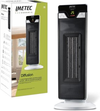 Imetec Eco Ceramic, Termoventilatore, Stufetta elettrica, Tecnologia ceramica, Basso consumo energetico, Silenzioso, 3 livelli di temperatura, Termostato ambiente