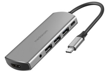 Mediacom MD-C309 replicatore di porte e docking station per laptop Cablato USB 3.2 Gen 1 (3.1 Gen 1) Type-C Alluminio