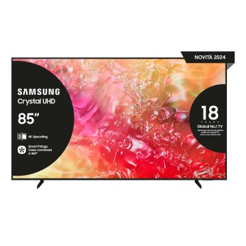 Samsung TV Crystal UHD 4K 85” UE85DU7170UXZT Smart TV Wi-Fi Nero 2024, Processore Crystal 4K, 4K Upscaling, Slim Look Design, OTS Lite