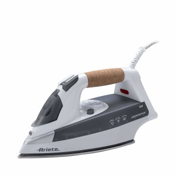 Ariete Steam Iron 6232 Grey - Ferro da stiro con piastra Acciaio Inox - manico in sughero - serbatoio 300 ml - 2200 Watt - Bianco e grigio