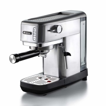 Ariete 1380 Macchina da caffè in metallo, compatibile con caffè in polvere e cialde ESE, 1300 W, Capacità 1,1 L, 15 bar di pressione, Filtro ½ tazze, Dispositivo Cappuccino, Argento