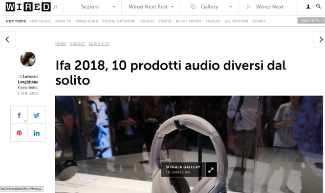 Wired: Ifa 2018, 10 prodotti audio diversi dal solito