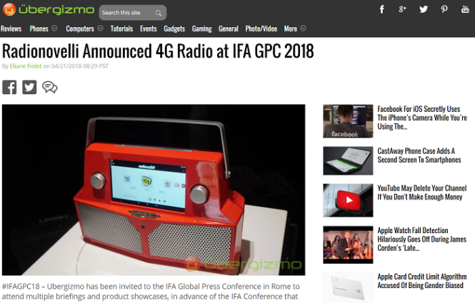 Radionovelli Announced 4G Radio at IFA GPC 2018