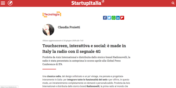 Touchscreen, interattiva e social: è made in Italy la radio con il segnale 4G